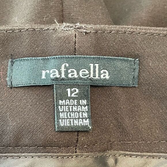 Rafaella Classic Fit Cropped Straight Leg Dress Pant Chocolate Brown Trouser 12 - Picture 3 of 4